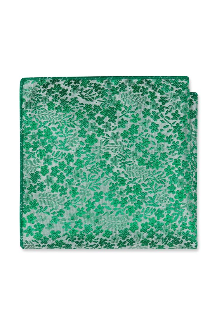 Kelly Green Floral Pocket Square
