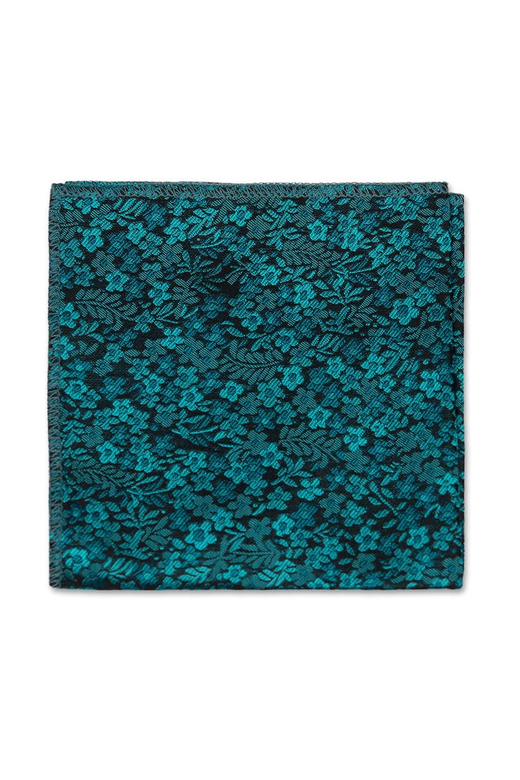 Teal Floral Pocket Square