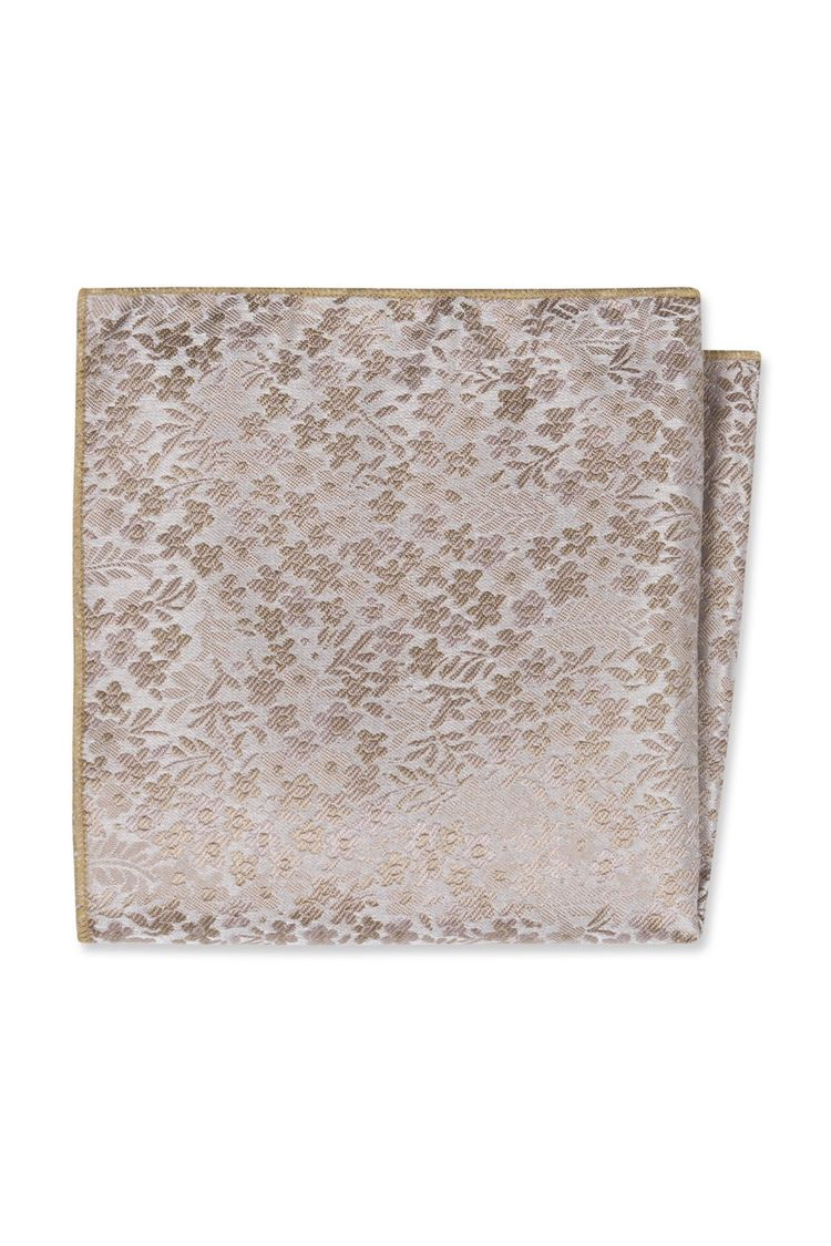 Taupe Floral Pocket Square