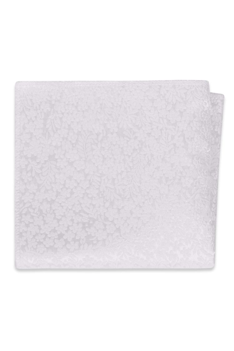 White Floral Pocket Square