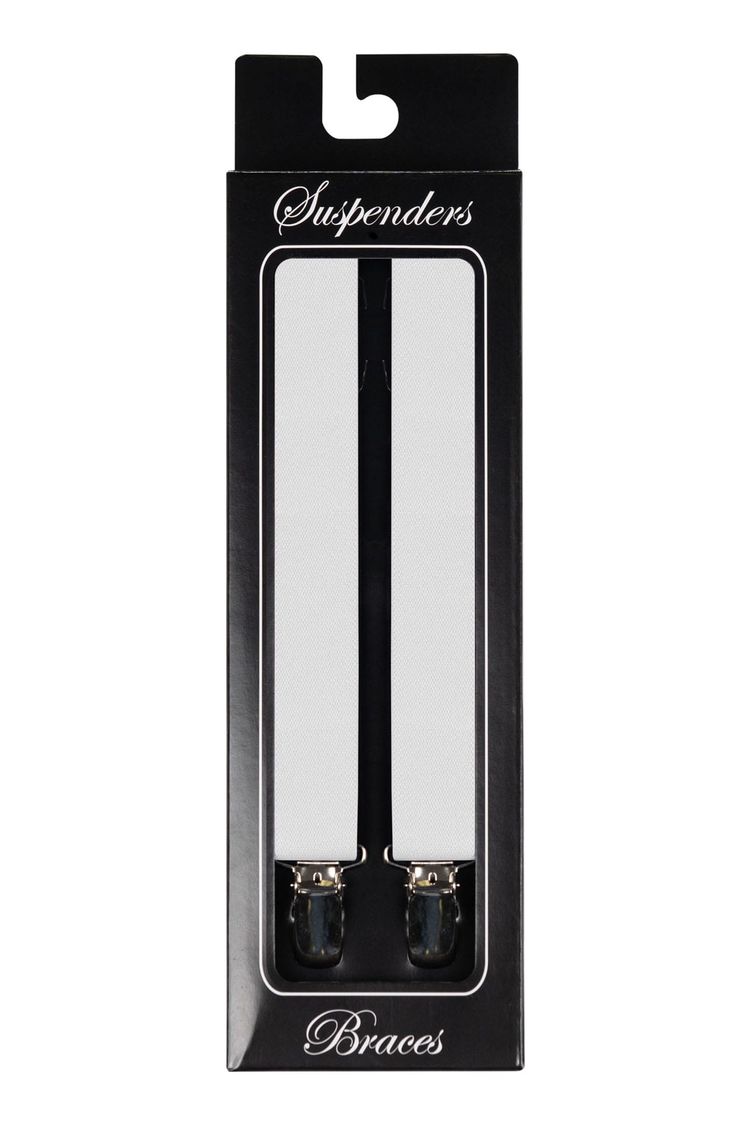 White Clip-On Suspenders