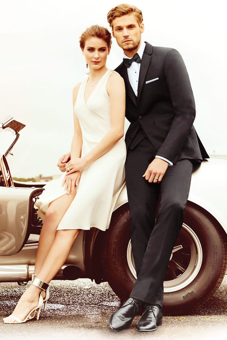 Wedding Tuxedo Black Michael Kors Berkeley with Black Satin Fullback Vest and Bow Tie